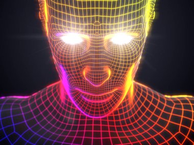 yapay zeka kavramı sanal insan avatar.3d çizim ile