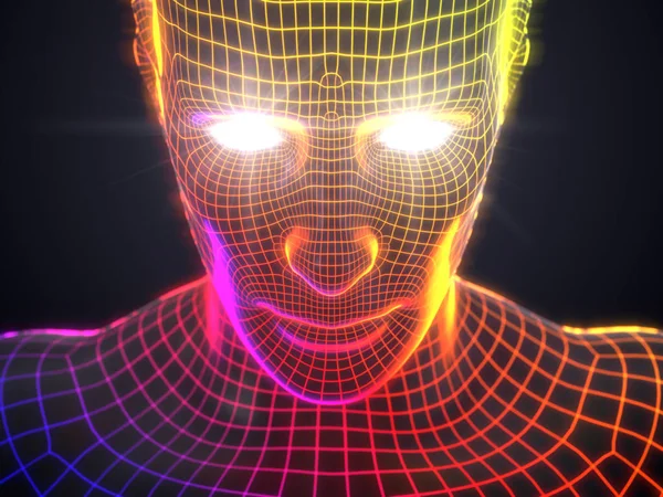 artificial intelligence concept with virtual human avatar.3d illustration