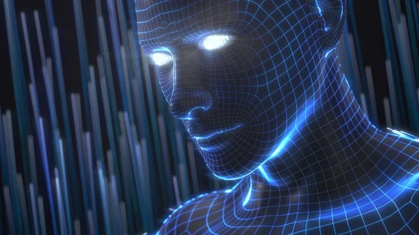 Konsep kecerdasan buatan dengan avatar.3d virtual manusia ilustrasi — Stok Foto