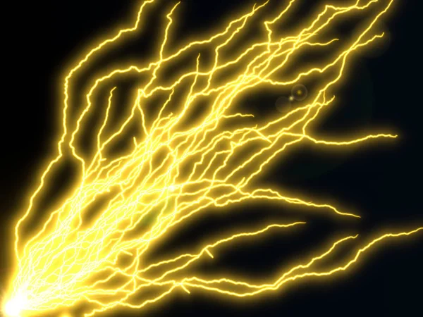 Long yellow electric arcs. 3d illustration — Stock Photo, Image