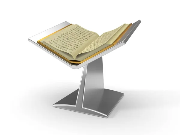 Kur'an kitap platformda. 3D çizim — Stok fotoğraf