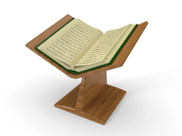 Corano sulla piattaforma del libro. Illustrazione 3d — Foto Stock