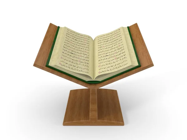 Quran на книжной платформе. 3d иллюстрация — стоковое фото