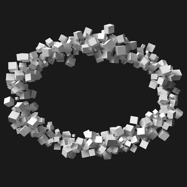 Велика кругла рамка, сформована кубиками випадкового розміру — стоковий вектор
