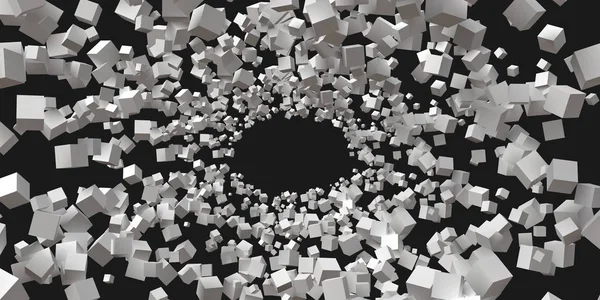 Nagy kör alakú keret alkotta véletlenszerű méretű kockákra — Stock Vector