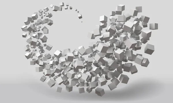 Mouvement de grand coup formé par des cubes de taille aléatoire — Image vectorielle
