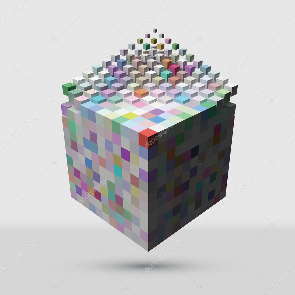 bigger cube dissolving to smaller cubes