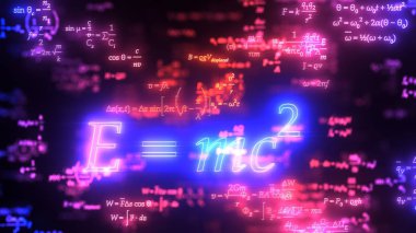 Karanlıkta parlayan farklı formüller. 3d illüstrasyon