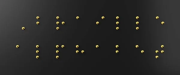 点字のアルファベット。黄金の点字アルフの3Dイラスト — ストック写真