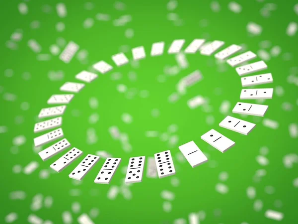 Yeşil arka planda domino çipleri. 3d illüstrasyon — Stok fotoğraf