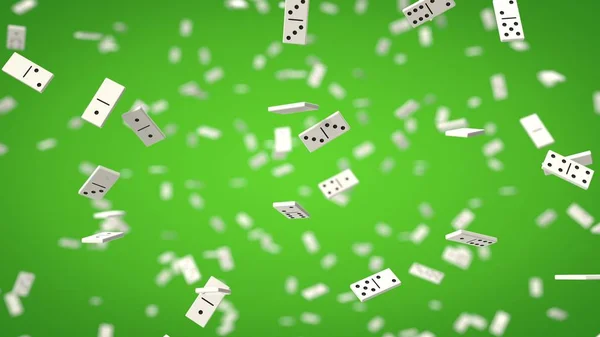Domino čipy na zeleném pozadí. 3D ilustrace — Stock fotografie