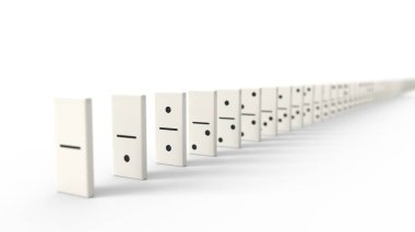 Beyaz arka planda domino çipleri. 3d illüstrasyon