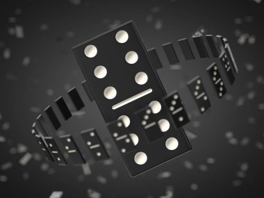 Karanlık arka planda domino çipleri. 3d illüstrasyon