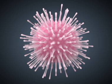 pembe renkli 3D virüs çizimi