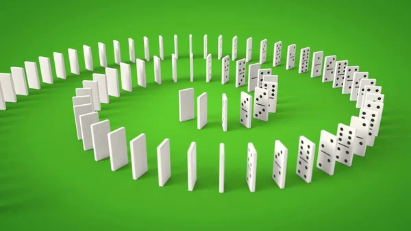 Fichas de dominó sobre fondo verde. ilustración 3d — Foto de Stock