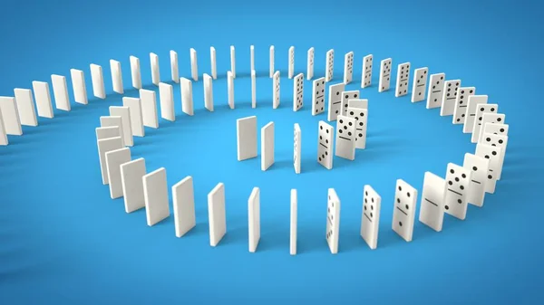 Fichas de dominó sobre fondo azul. ilustración 3d — Foto de Stock