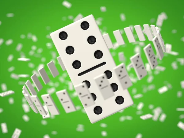 Domino chips op groene achtergrond. 3d illustratie — Stockfoto
