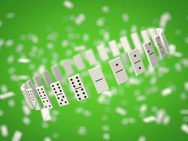 Domino chips op groene achtergrond. 3d illustratie — Stockfoto