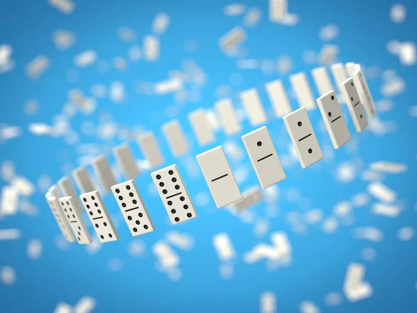 Chipy domino na niebieskim tle. Ilustracja 3D — Zdjęcie stockowe