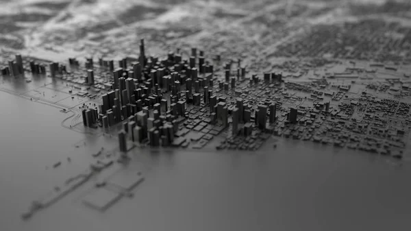 Beyaz materyalli Chicago şehrinin 3D çizimi. — Stok fotoğraf