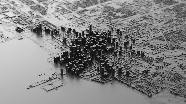 3d ilustración de la ciudad de chicago con material blanco . — Foto de Stock