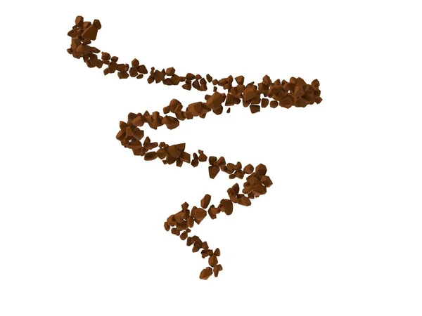 Granuli di caffè istantaneo su sfondo bianco. Illustrazione 3d — Foto Stock