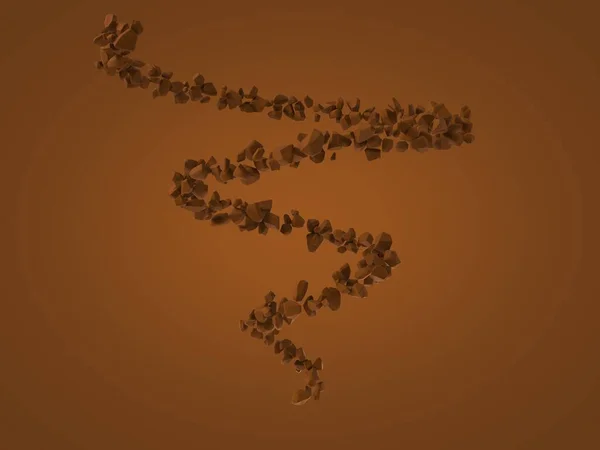 Omedelbar kaffe granulat på brun bakgrund. 3D-illustration — Stockfoto