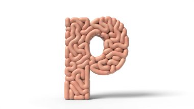 human brain in shape of letter p. 3D illustration