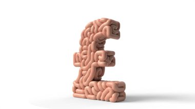 human brain in shape of pound sign. 3D illustration