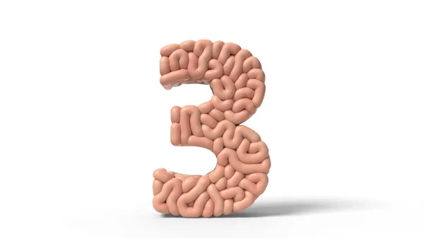 Cerebro humano en forma de número 3. Ilustración 3D — Foto de Stock