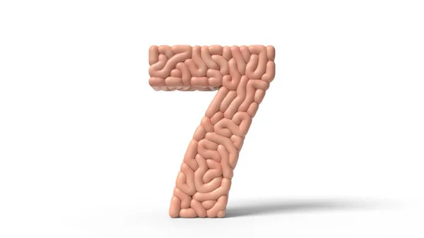 Cérebro humano em forma de número 7. Ilustração 3D — Fotografia de Stock