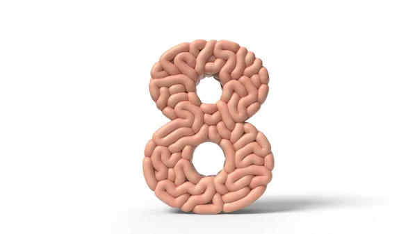 Human brain in shape of number 8. 3D illustration — 图库照片