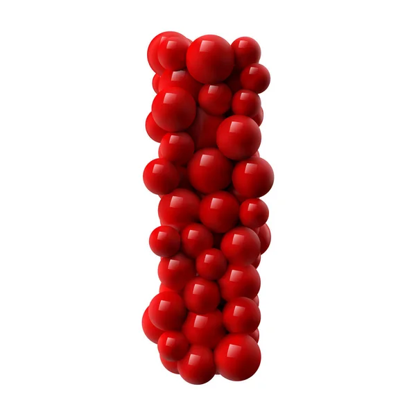 赤い光沢のあるボールで手紙I リアルなベクターイラスト タイプライティング アルファベット 文字の使用に適しています — ストックベクタ