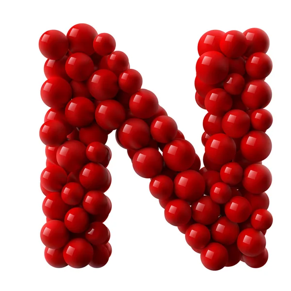 Lettre Avec Des Boules Brillantes Couleur Rouge Illustration Vectorielle Réaliste — Image vectorielle