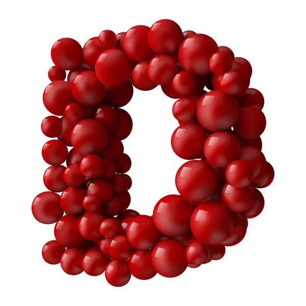 赤い光沢のあるボールの文字D サイドビュー リアルなベクターイラスト タイプライティング アルファベット 文字の使用に適しています — ストックベクタ
