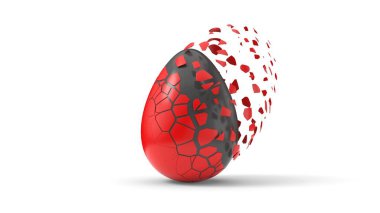 Kırılma ve paskalya yumurtası soyma. Paskalya ve yumurta temaları için uygun. 3d illüstrasyon