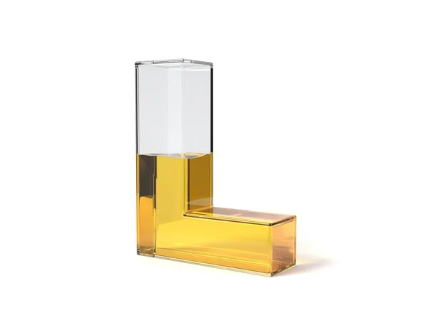 Letter Vormig Glas Half Gevuld Met Gele Vloeistof Geschikt Voor — Stockfoto