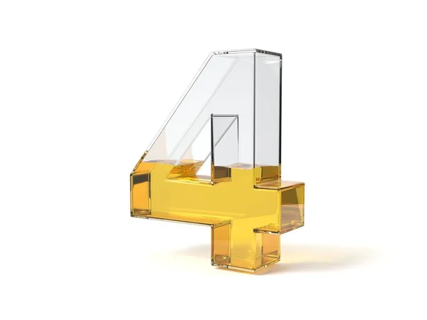 4号玻璃杯 半满黄色液体 适用于燃料 蜂蜜和任何其他液体主题 3D说明 — 图库照片