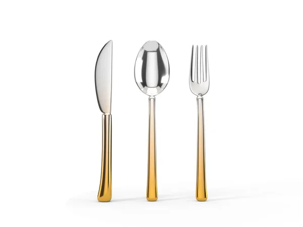 Вилка Нож Ложка Иллюстрация Серебряно Золотой Посуды — стоковое фото