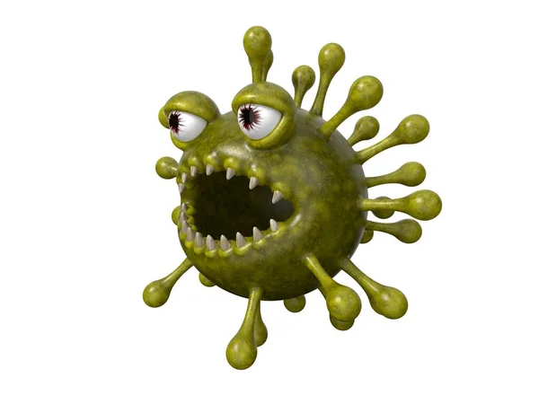 Corona Virüsü Canavarı Illüstrasyon Çizgi Film Virüsü Karakteri — Stok fotoğraf