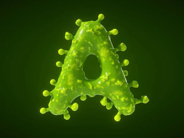 Letter Een Gevormde Virus Bacteriecel Illustratie Geschikt Voor Medische Wetenschappelijke — Stockfoto