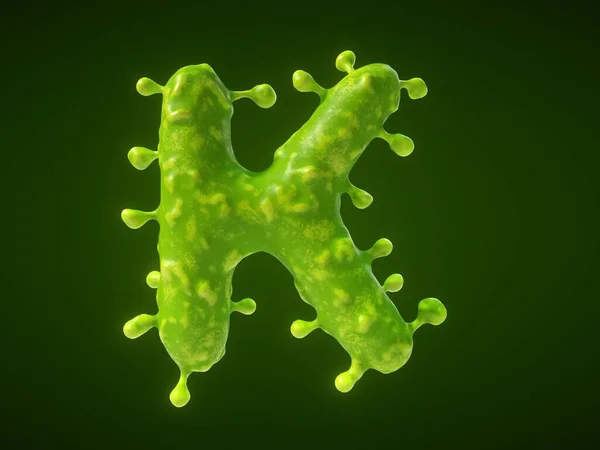 手紙K型ウイルスや細菌細胞 3Dイラスト 医学や科学のテーマに適しています — ストック写真