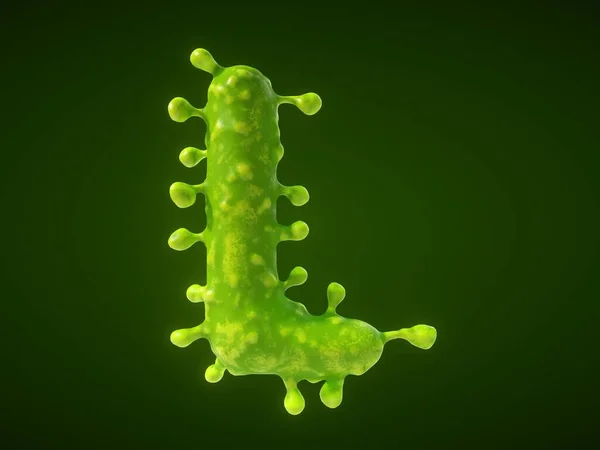 字母L型病毒或细菌细胞 3D说明 适合医学和科学主题 — 图库照片