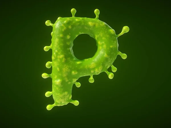 Lettera Forma Virus Cellule Batteriche Illustrazione Adatta Temi Medici Scientifici — Foto Stock