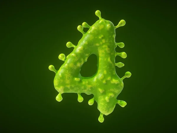 4番目の形のウイルスや細菌細胞です 3Dイラスト 医学や科学のテーマに適しています — ストック写真