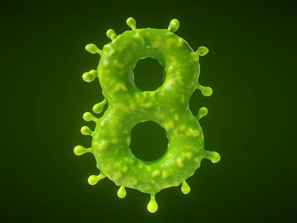 8番目の形をしたウイルスや細菌細胞です 3Dイラスト 医学や科学のテーマに適しています — ストック写真