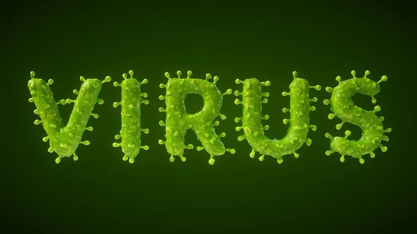 Virus Forma Palabra Virus Bacteria Celular Ilustración Adecuado Para Temas —  Fotos de Stock