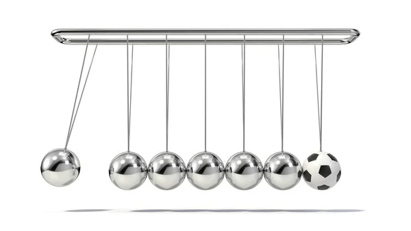 Newton Cradle Futbol Topu Newton Sarkacında Topları Olan Illüstrasyon — Stok fotoğraf