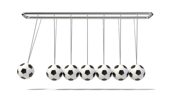 Pallone Calcio Sulla Culla Newton Illustrazione Con Palline Pendolo Newton — Foto Stock