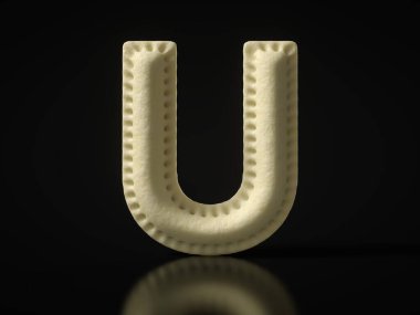 Siyah arka planda etli börek. Türkçe, Rusça, İtalyanca, Asyaca ya da diğer ulusal hamur yemeği temaları için uygun. 3B illüstrasyon